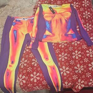 Fashion Nova Purple Neon Gradient Two-Piece Set